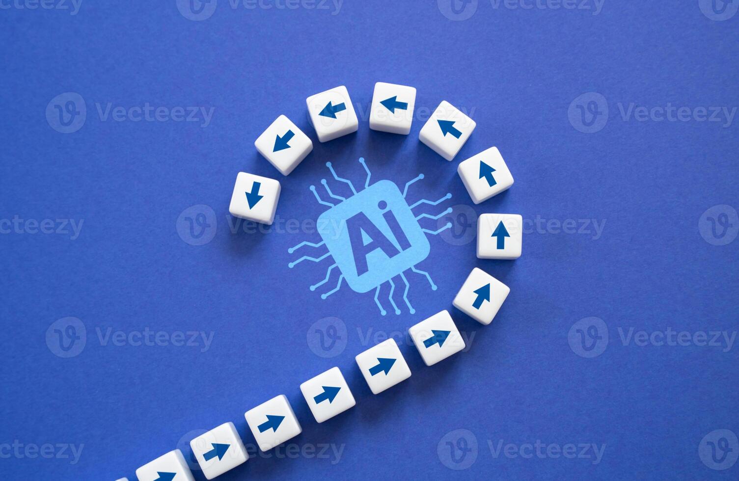 The process of transition to the use of artificial intelligence AI. Development and mastery of new innovative technologies. New industrial revolution. Rapid development of technology. photo