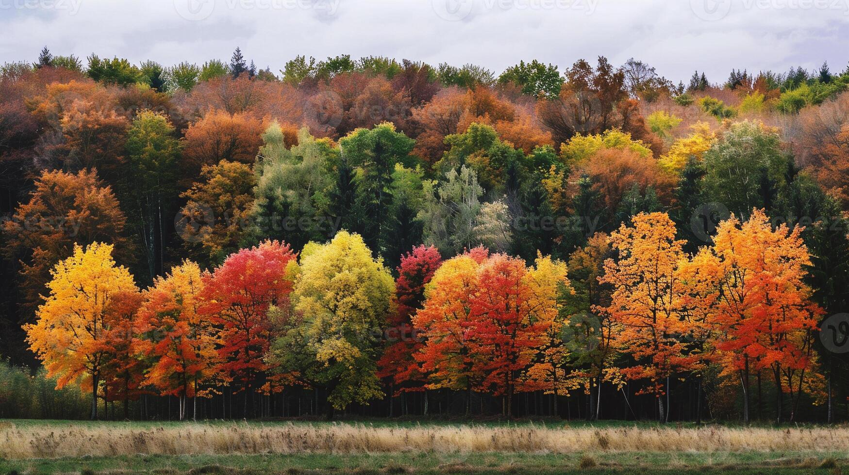 Autumn forest. Colorful trees in autumn forest. photo