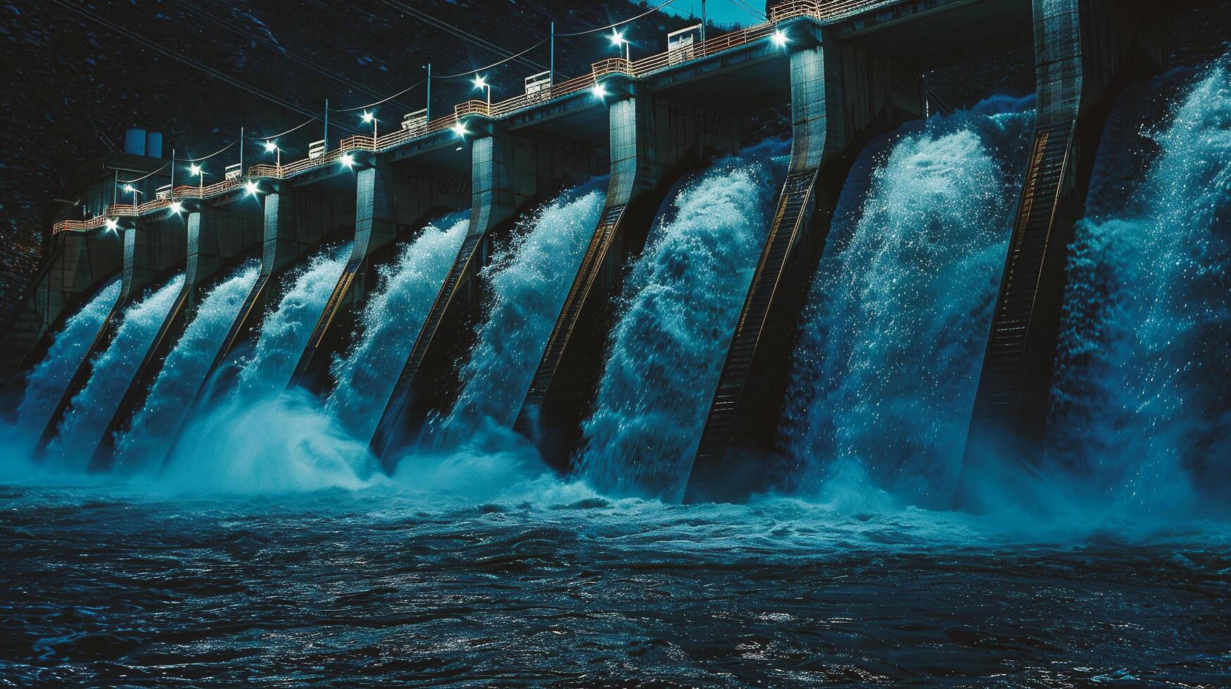 Landscape view of hydroelectric power plant photo