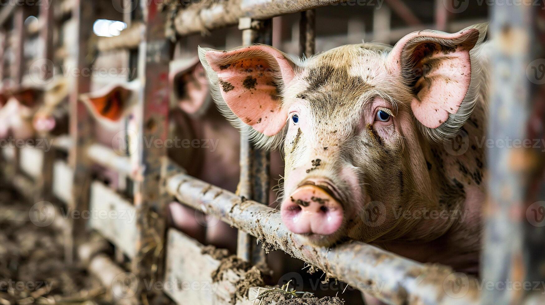 Pig in the farm. Animal husbandry. Pig farm. photo