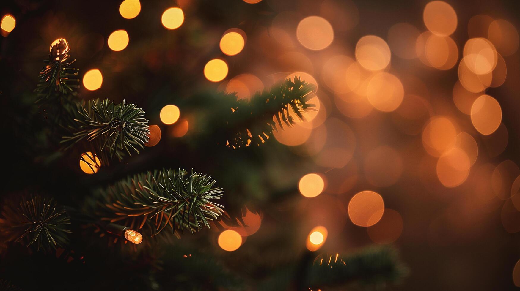 Christmas tree with ornaments on blurred bokeh background photo