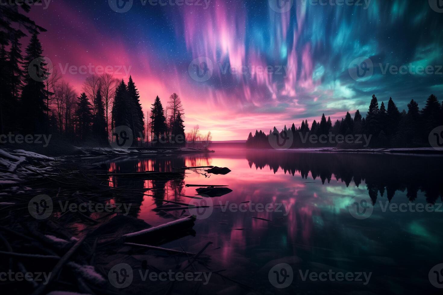landscape photo of Pink Northern Lights