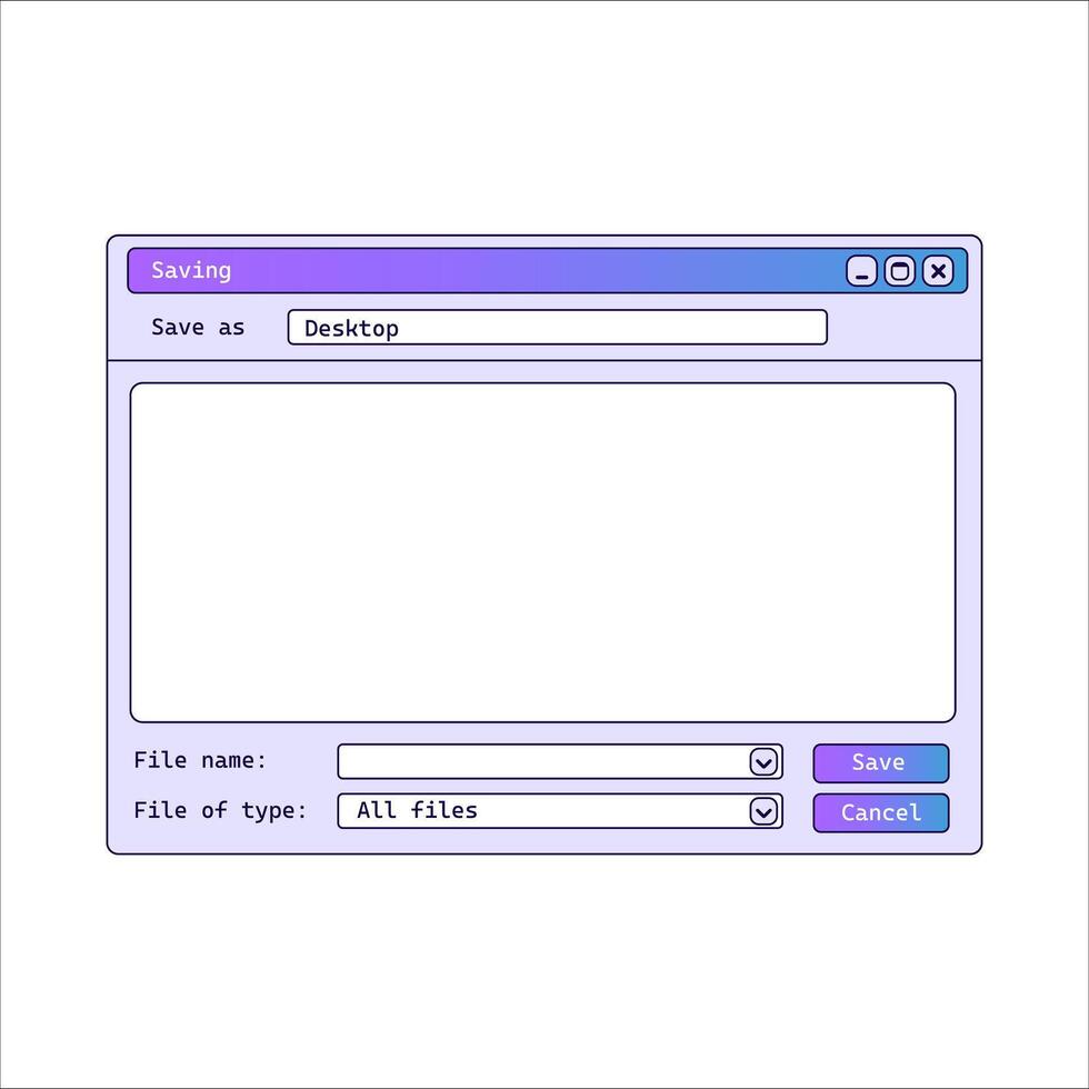 Old file explorer application with gradient. vector
