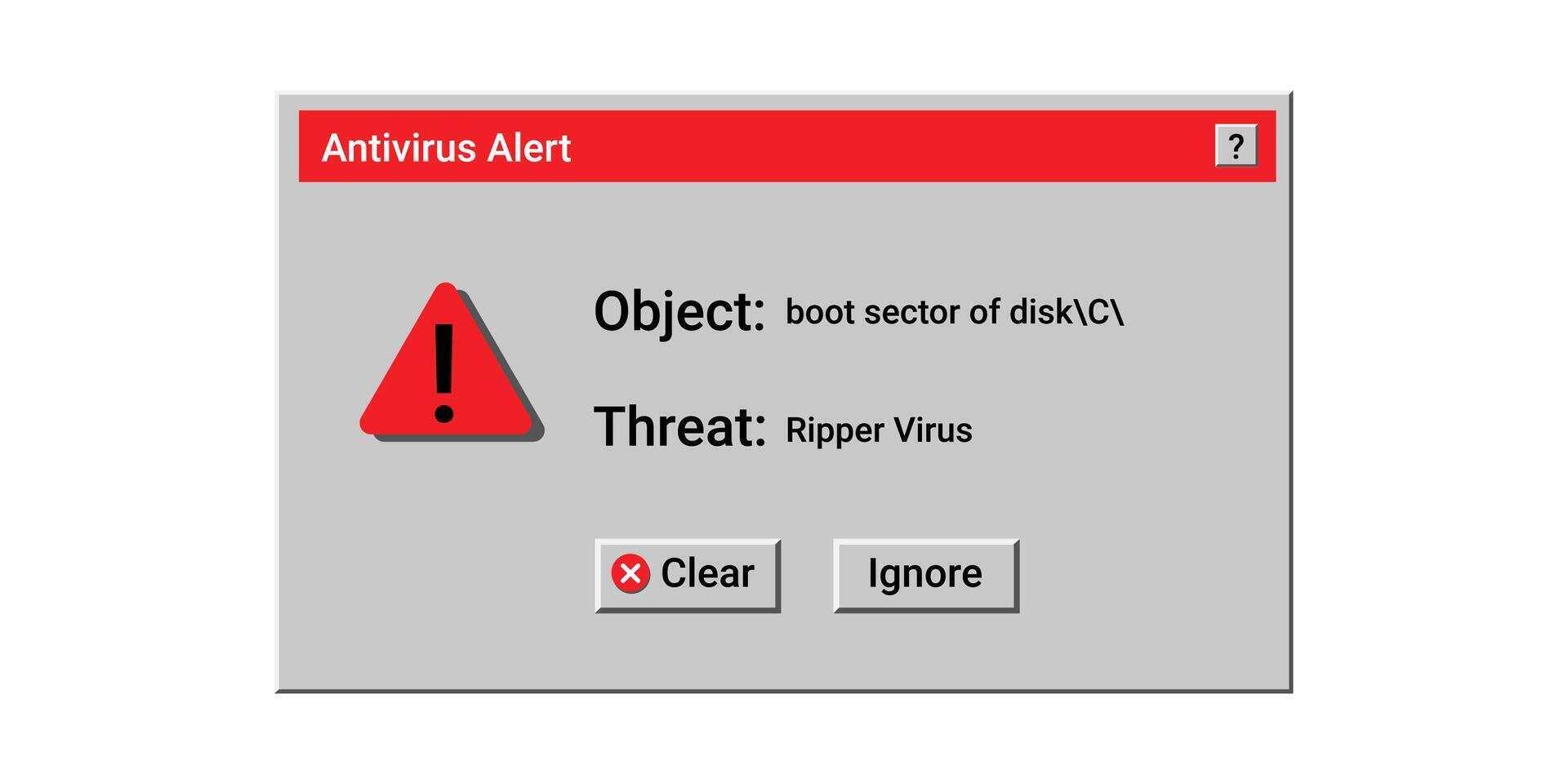 Antivirus alert red notification. Danger malware detected. vector