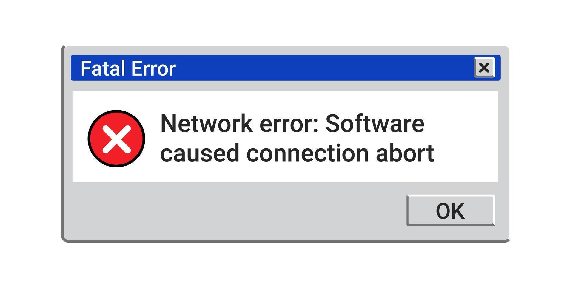 PrinOld fatal error message. Crash window in retro style. vector
