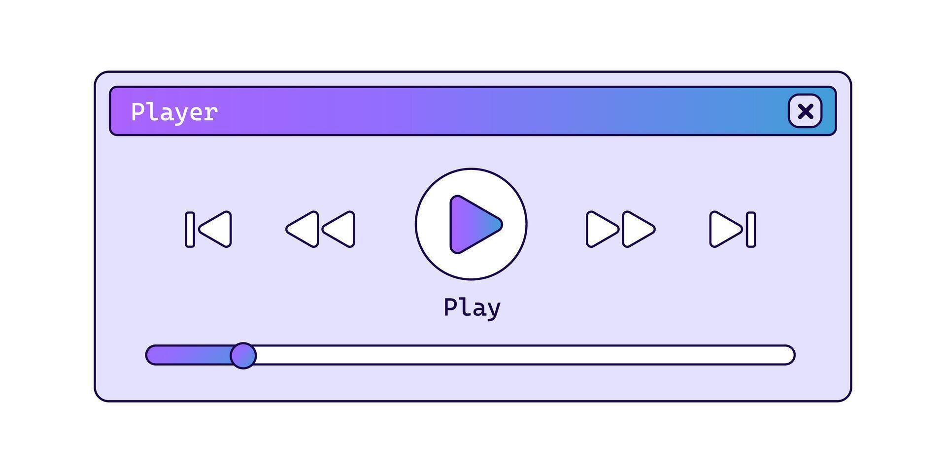 Old music player with gradient in retro style. vector