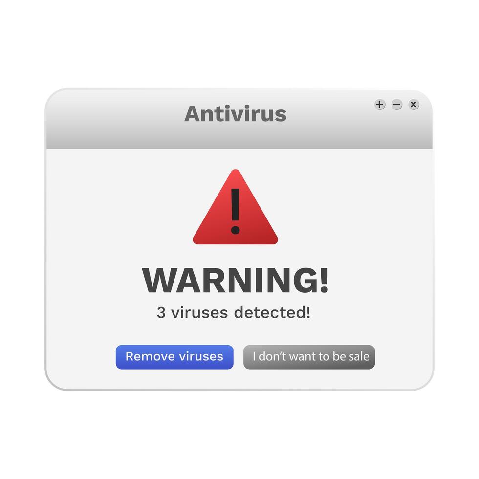 Warning on computer screen. Popup message about malware. vector