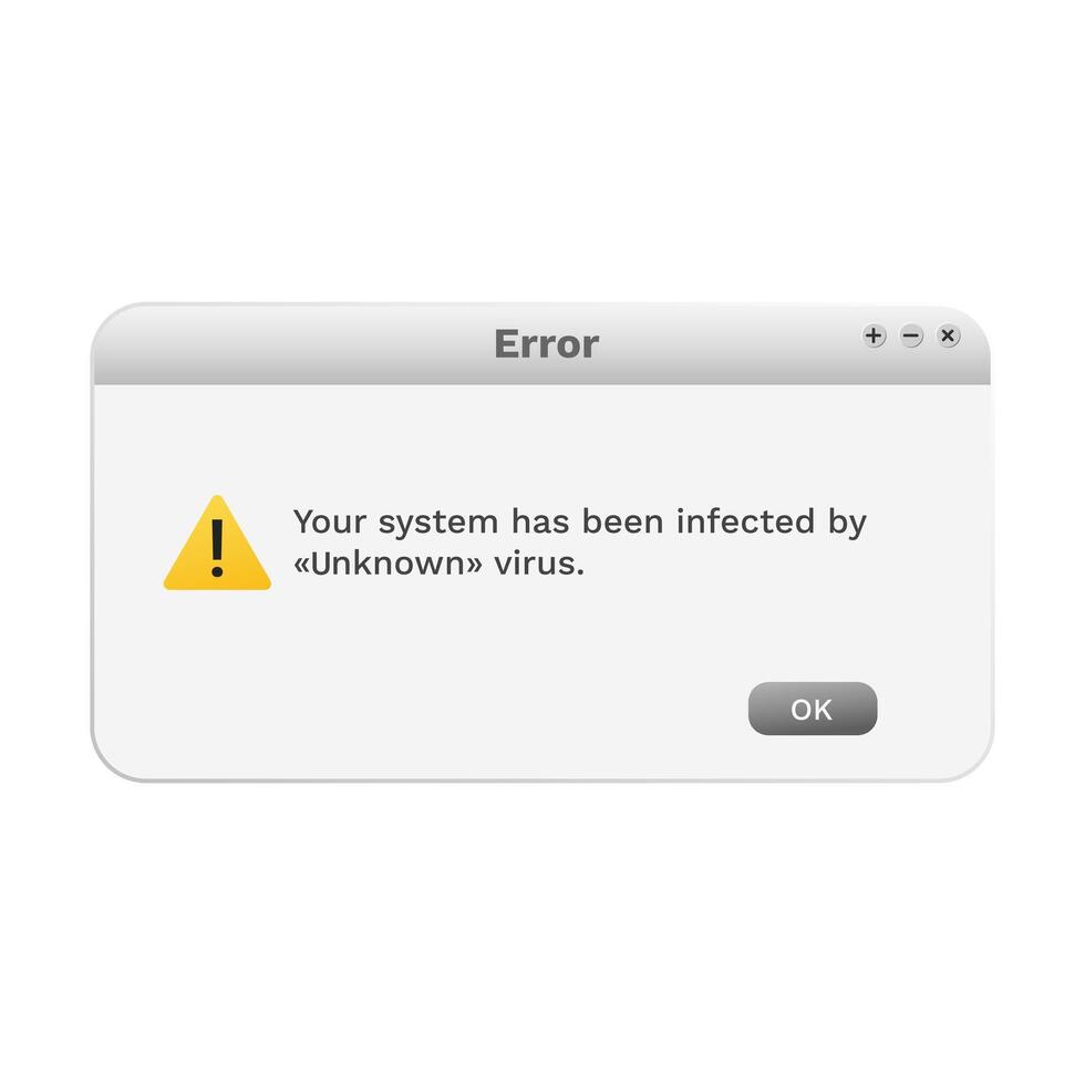 Virus warning on screen. Malware message popup. Program