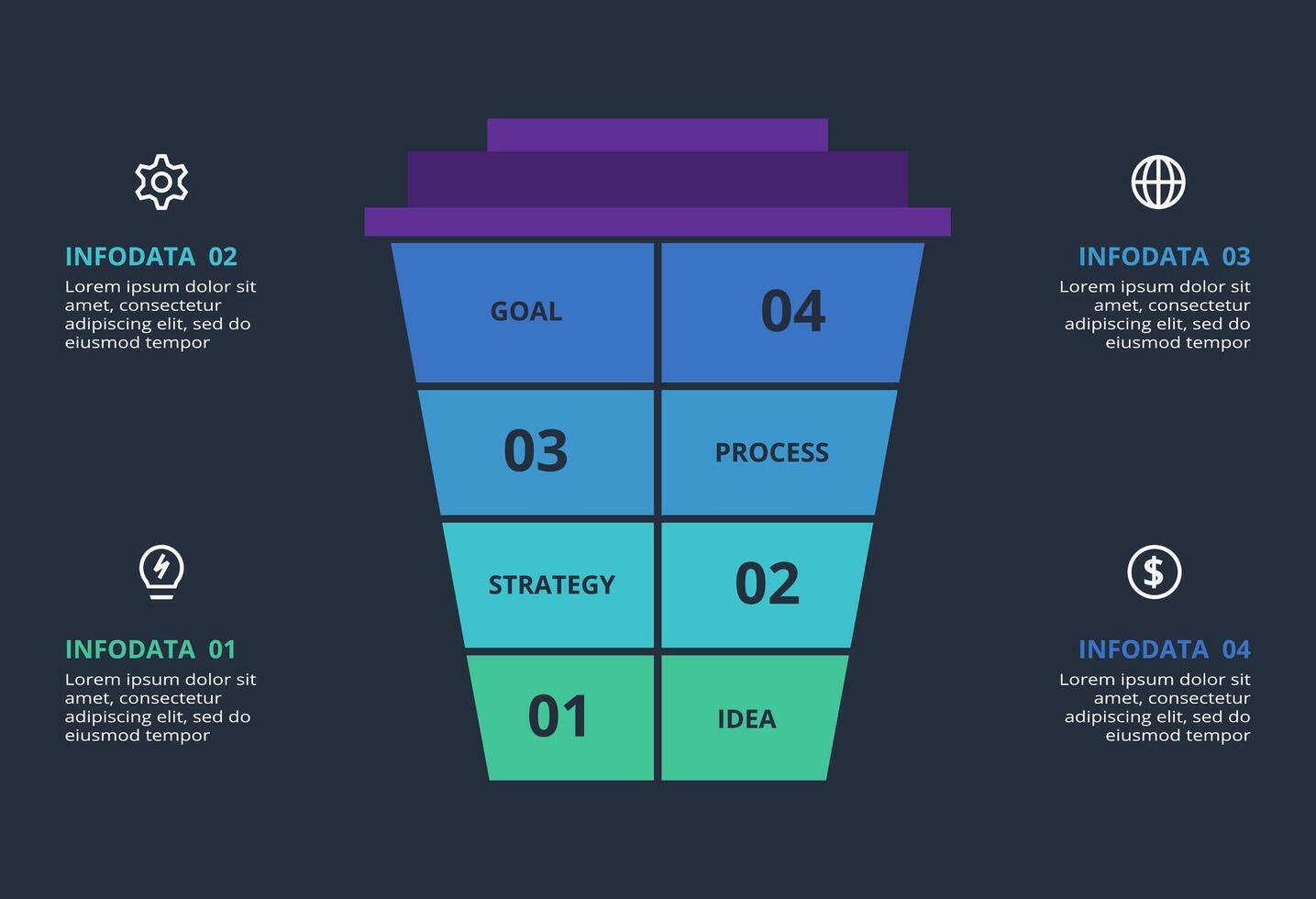 Creative concept for infographic with 4 steps, options, parts or processes. Business data visualization. vector