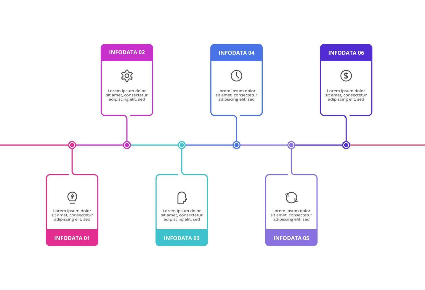 Creative concept for infographic with 6 steps, options, parts or processes. Business data visualization. vector