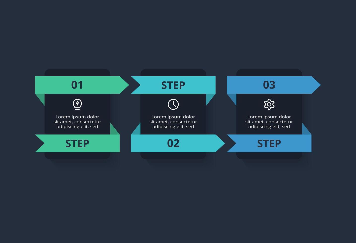 Creative infographic with 3 elements, presentations, illustration. Template for web on a black background. vector