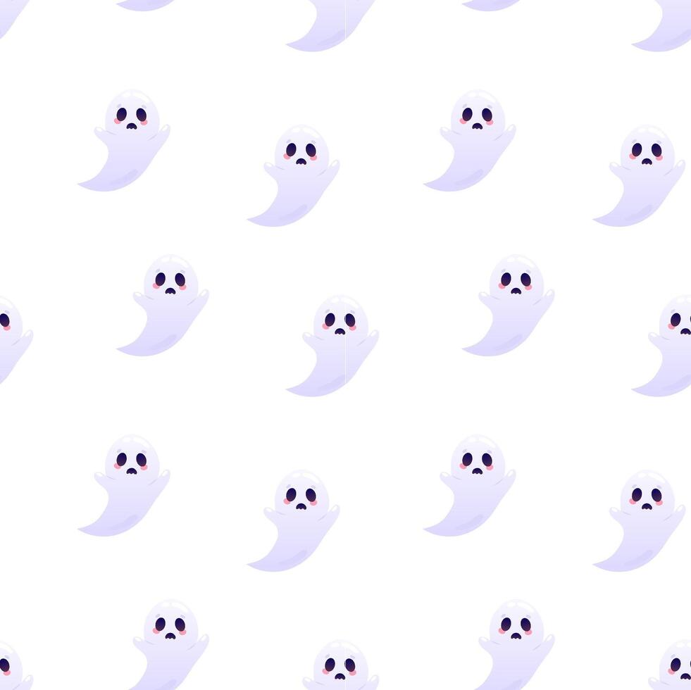 Sad ghosts seamless pattern. Packaging design, wrapping paper, background, backdrop vector