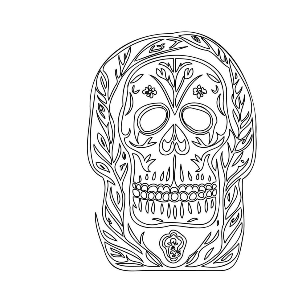 day of the dead tombstone grave outline illustration sketch vector