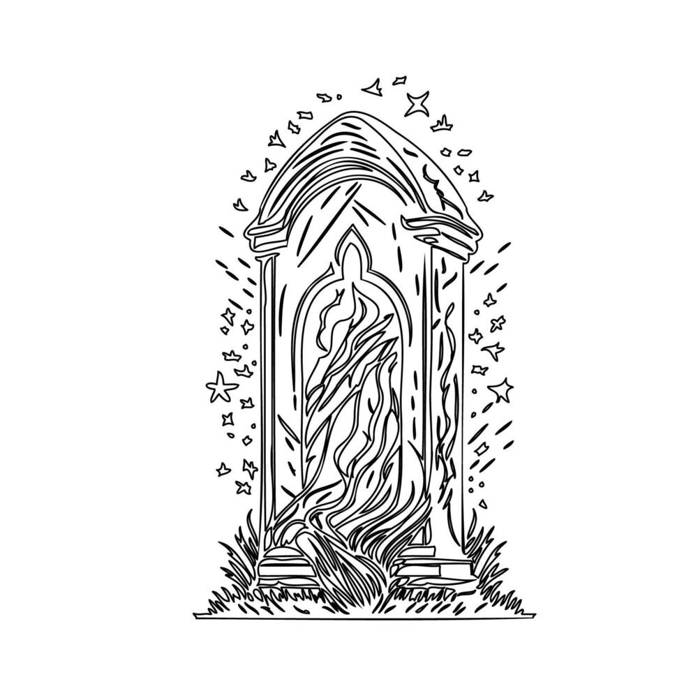 scary grave tomb outline illustration sketch vector