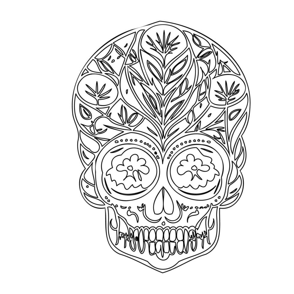 day of the dead calaca outline illustration sketch vector