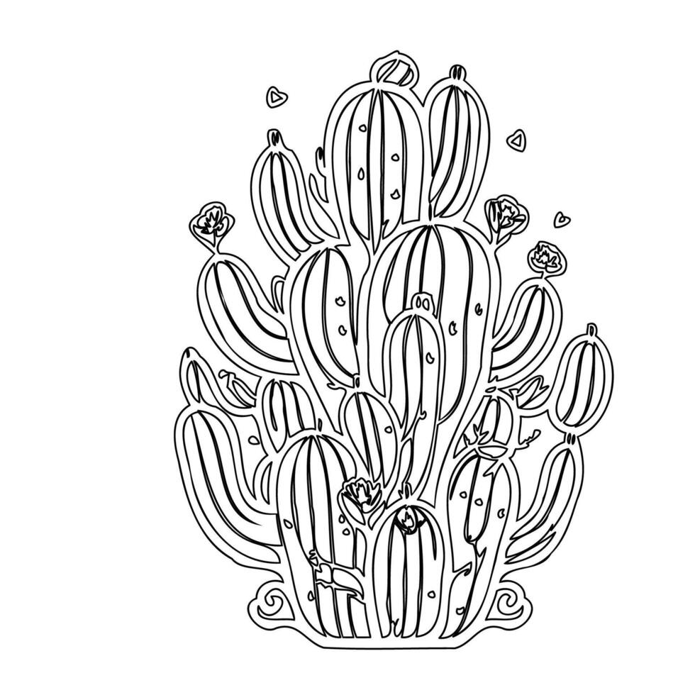 day of the dead cactus outline illustration sketch vector