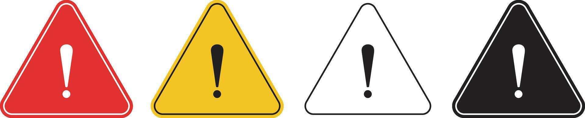 Triangle Caution and Warning Icon Set Design vector