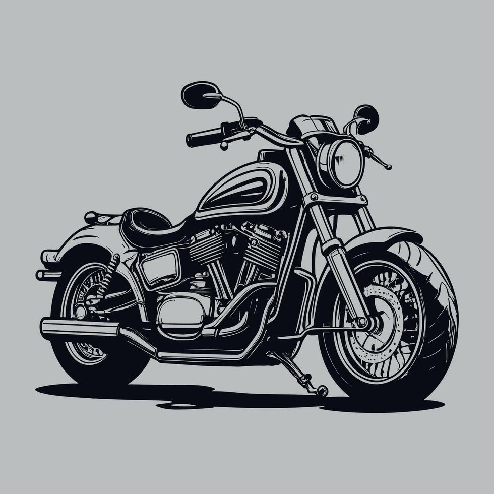 motorcycle art design black and white vector