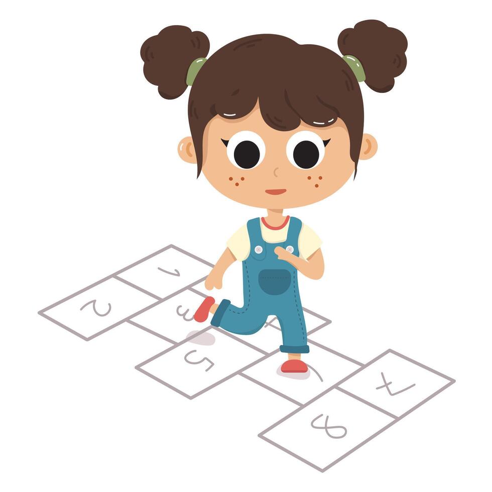 illustration of children playing hopscotch vector