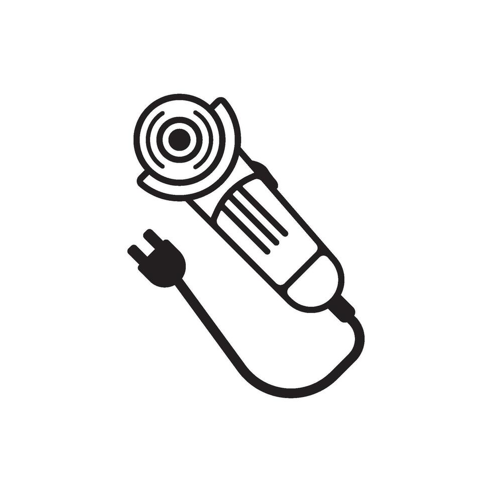 Factory grinding machine icon outline . Grinder tool. Angle cutter vector