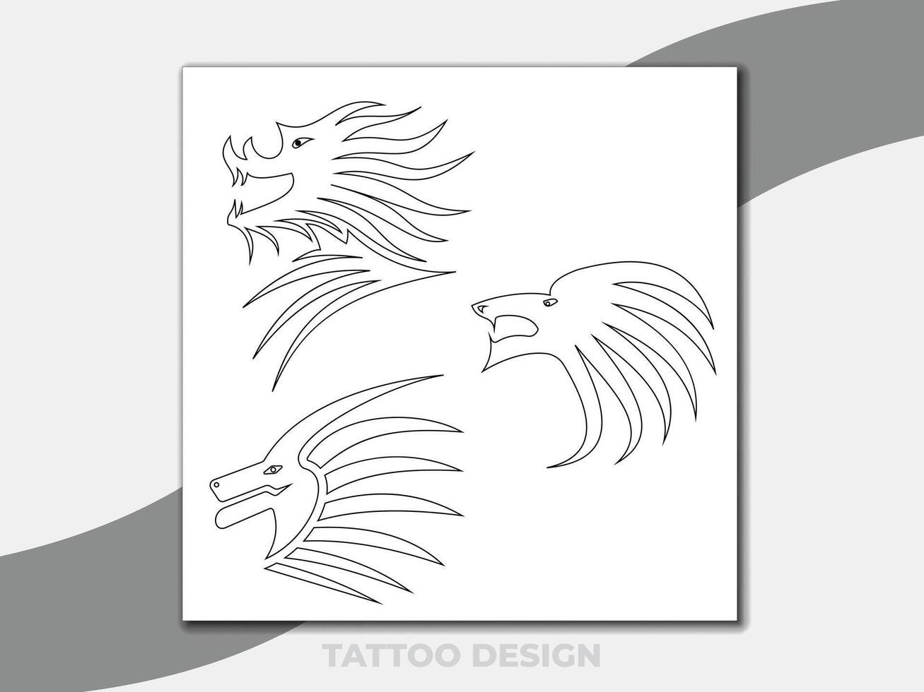 Black dragon tattoo design. vector