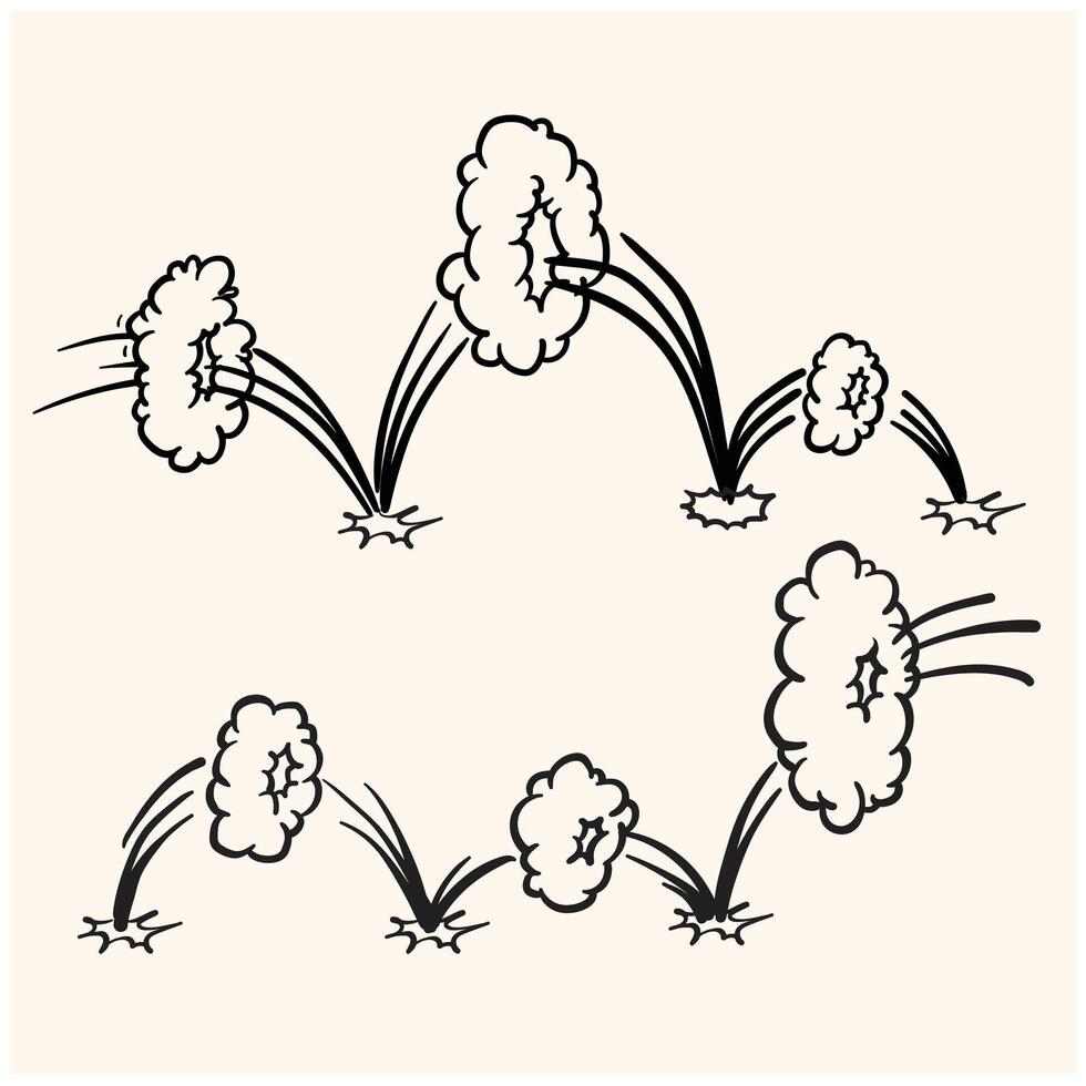 Comic clouds to show jumping With illustration style doodle and line art vector