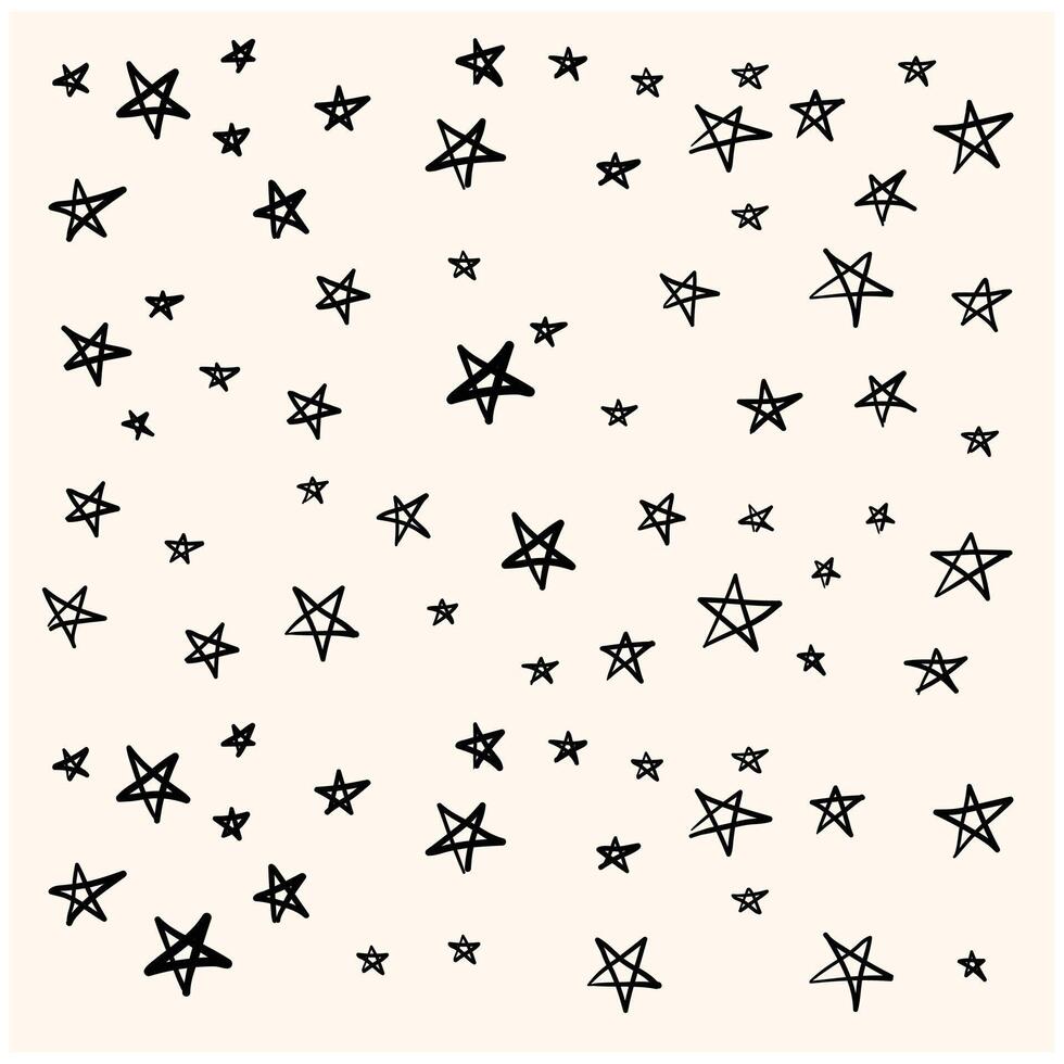 Seamless pattern with stars With illustration style doodle and line art vector