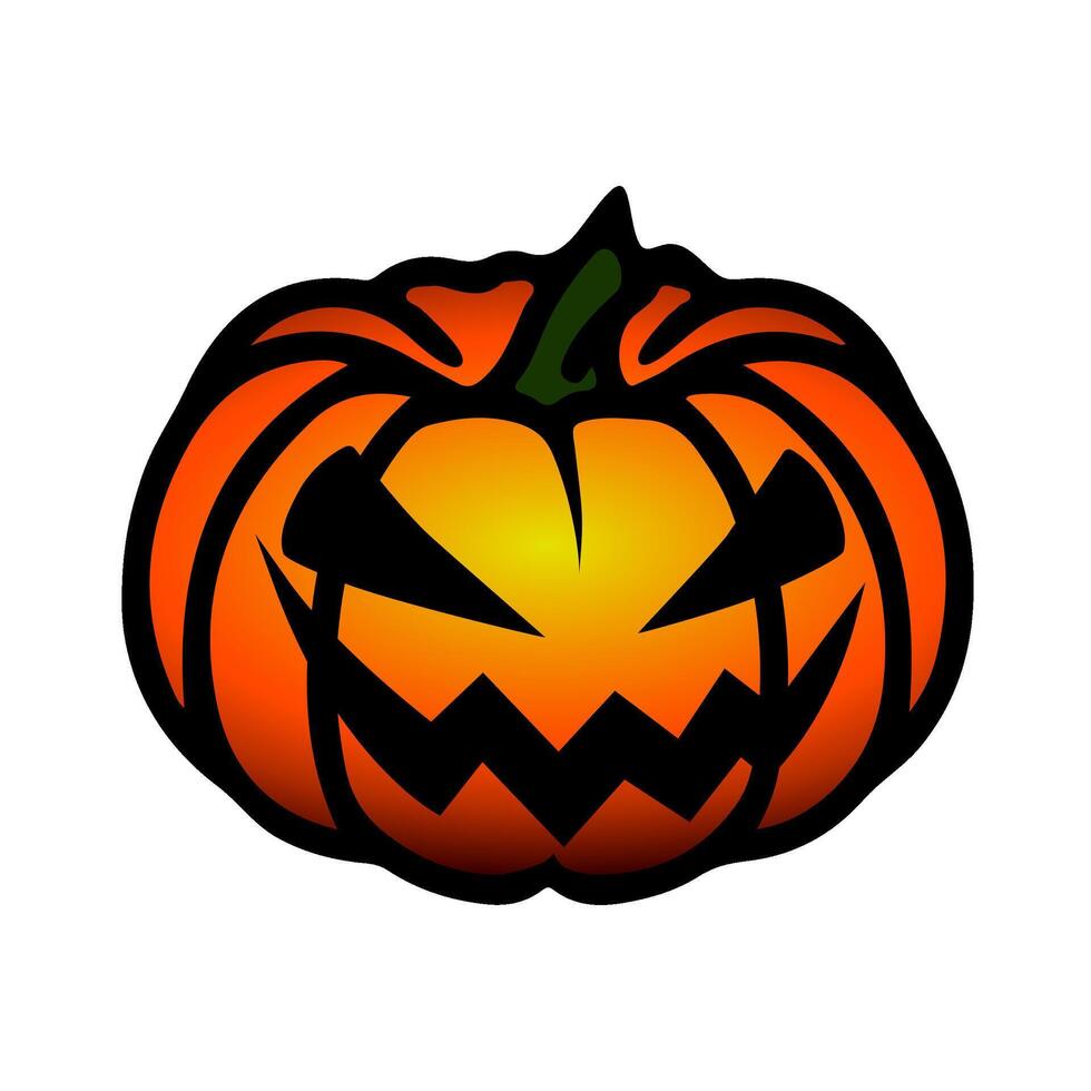 Halloween symbol, scary pumpkin face with evil smile. Jack o lantern icon. vector