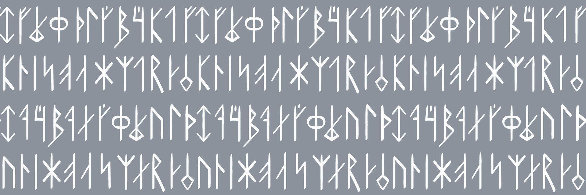 Icelandic neofolk seamless pattern with magic runes. Repeated background with ancient symbols. vector