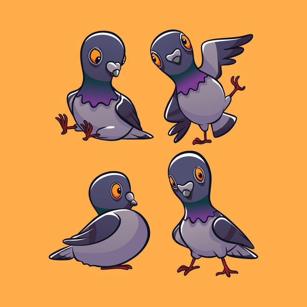 Bundling Pigeon Set Illustration for Decoration and Sticker vector