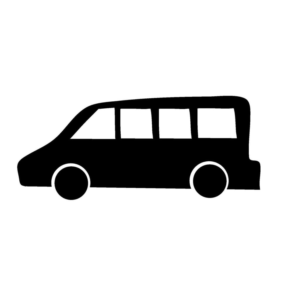 simple black silhouette of car on white background, simple shapes vector