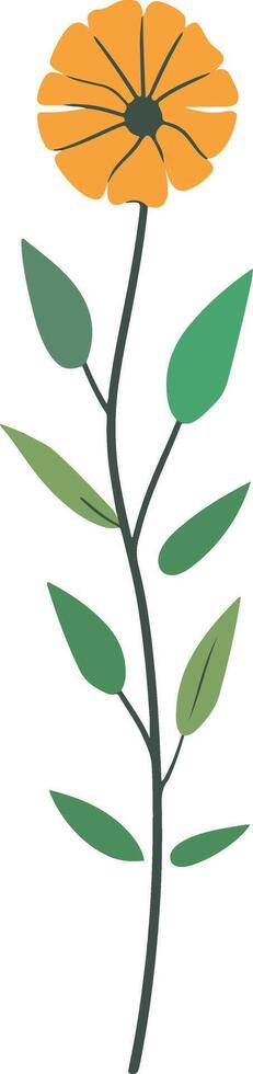a flower with leaves and a red center vector