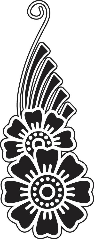 Beautiful black and white monochrome flowers and leaves are isolated floral design for greeting card vector