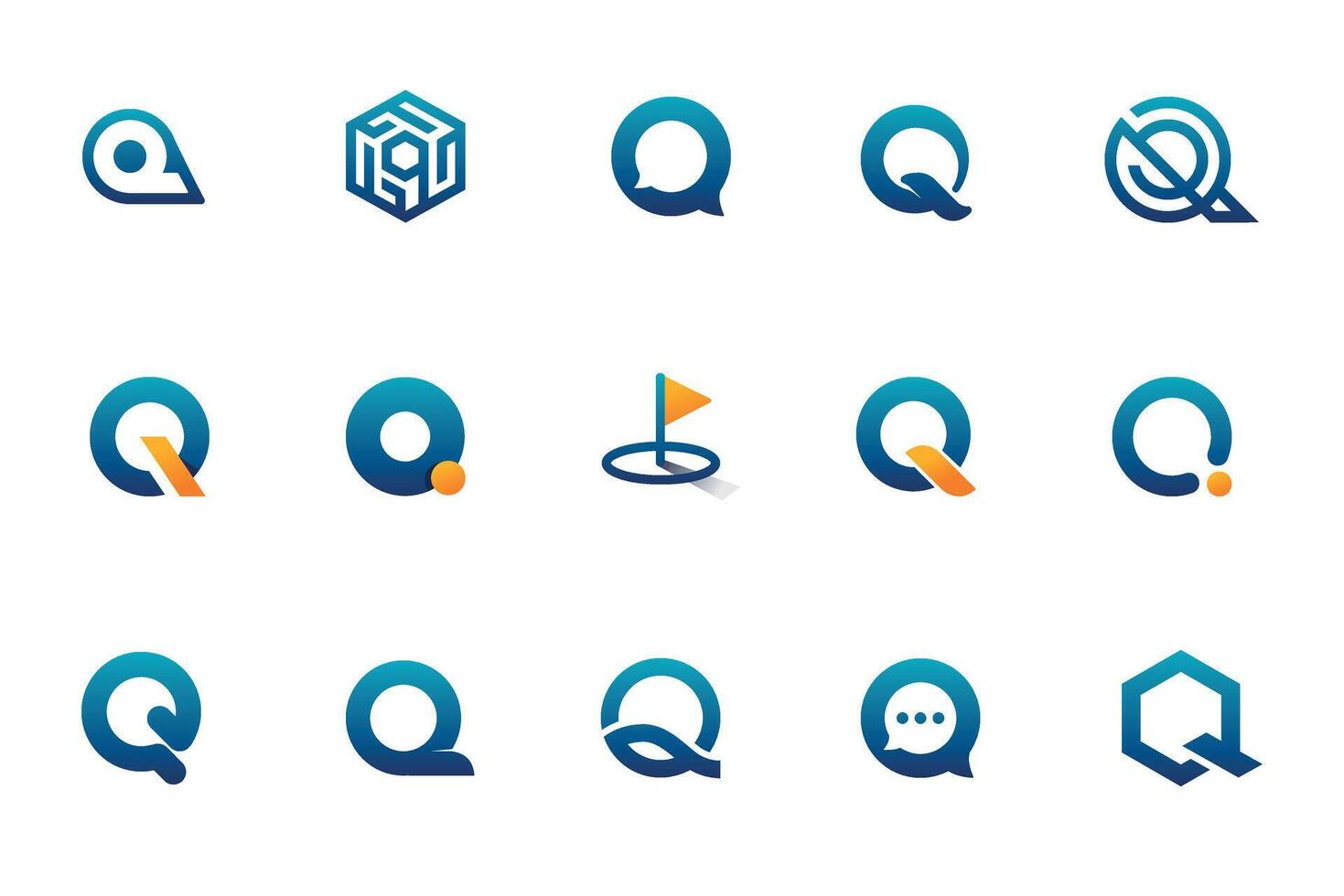 Q letter logo set. Q letter symbol vector