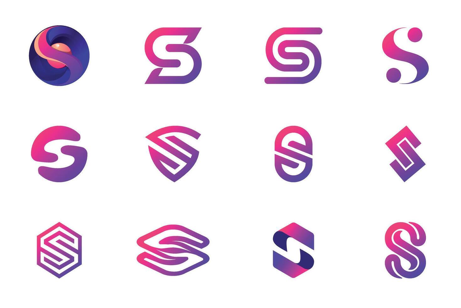 Letter S logos symbol set vector