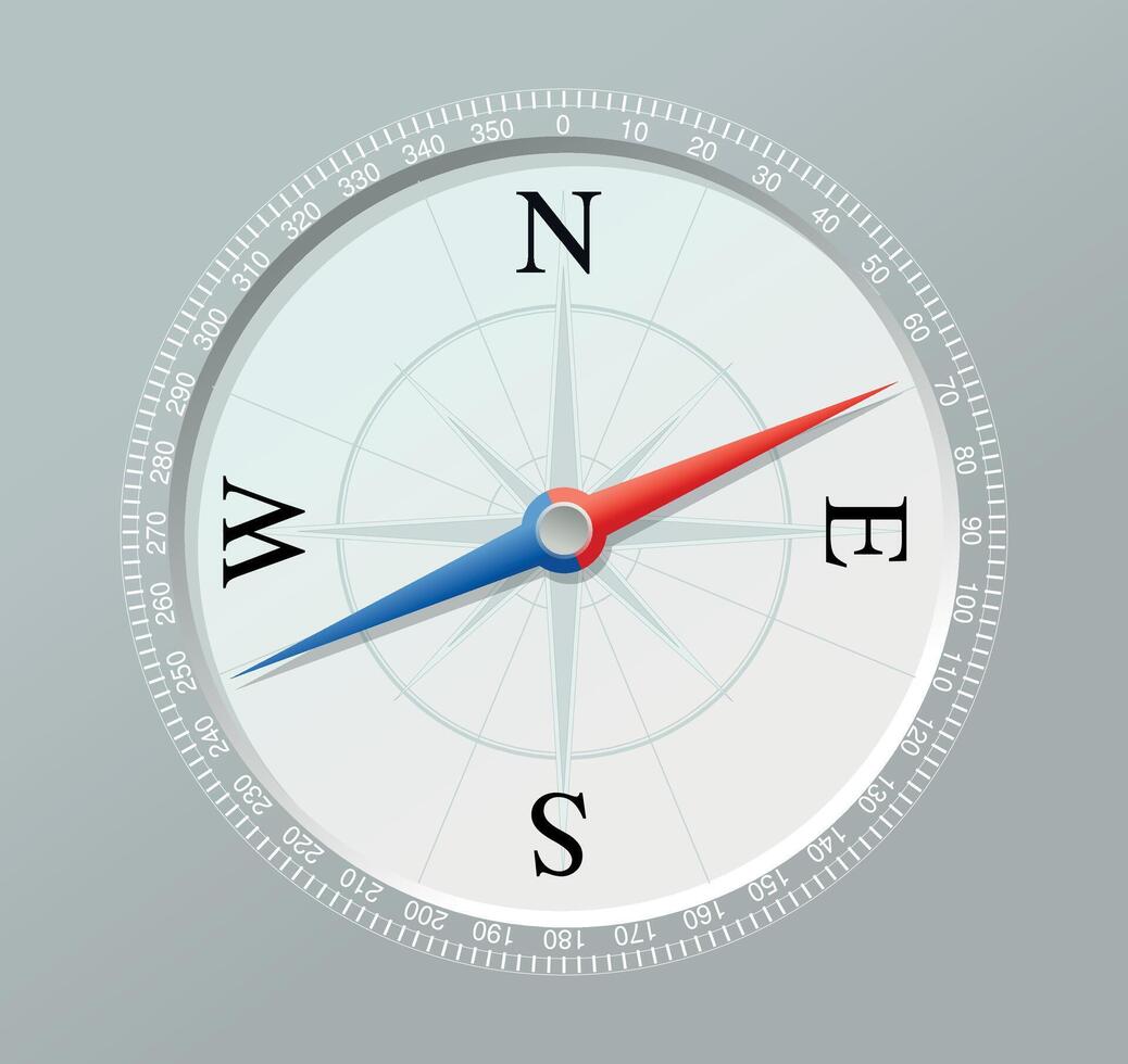 Illustration of a compass on a gray background vector