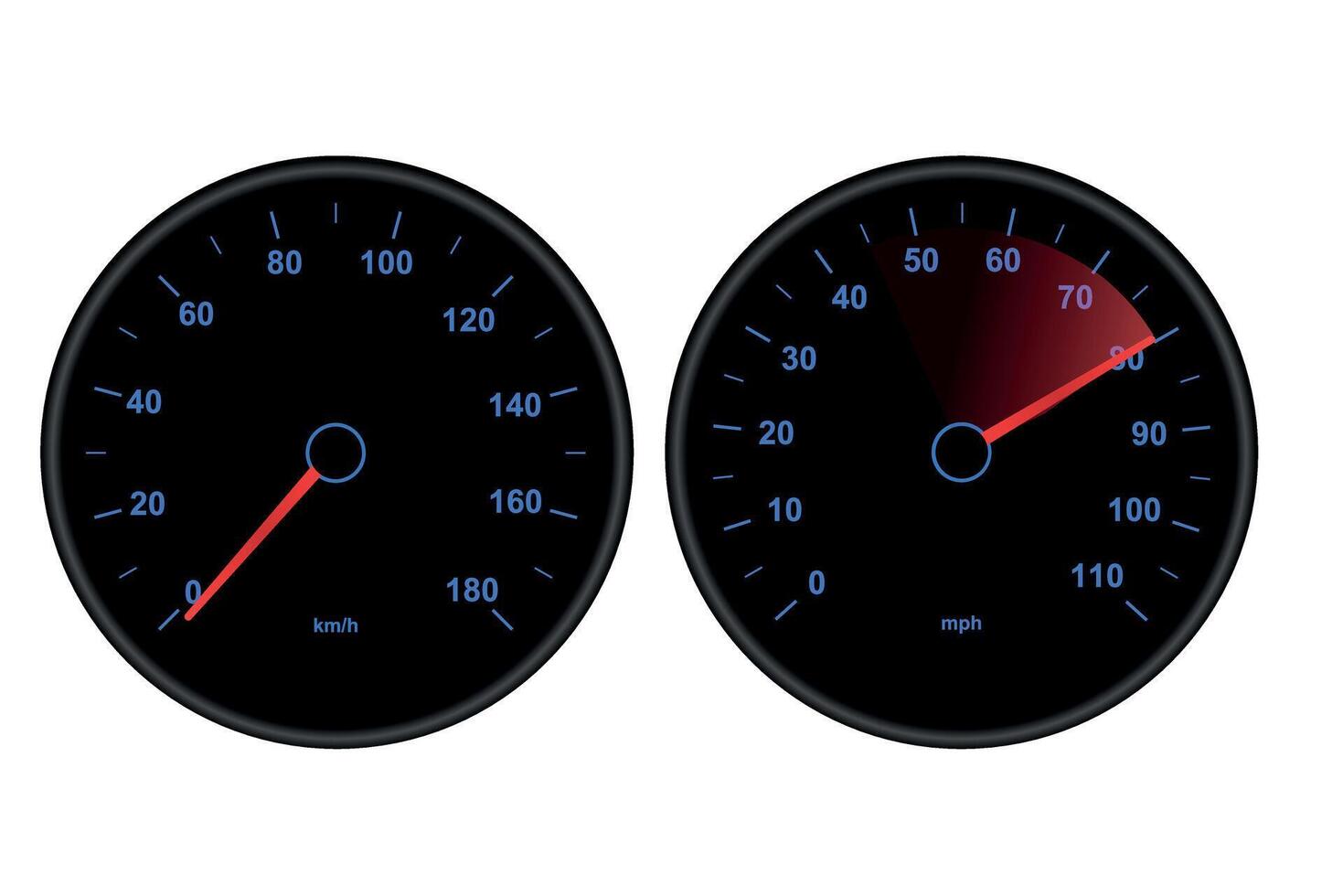 Illustration of a blue speedometer on a black background vector