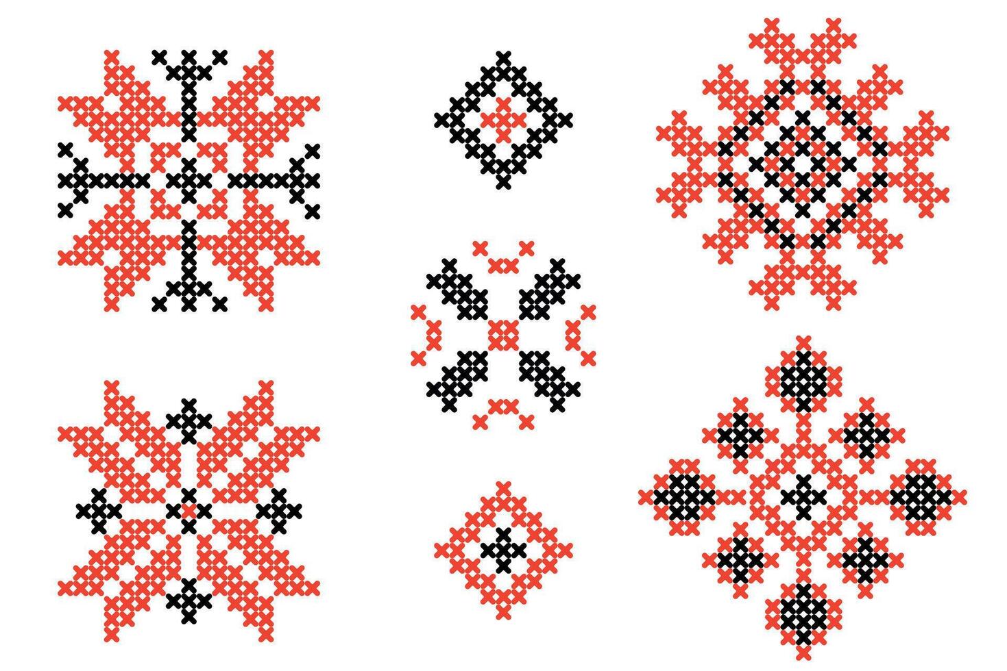 A set of elements of the Ukrainian national ornament vector