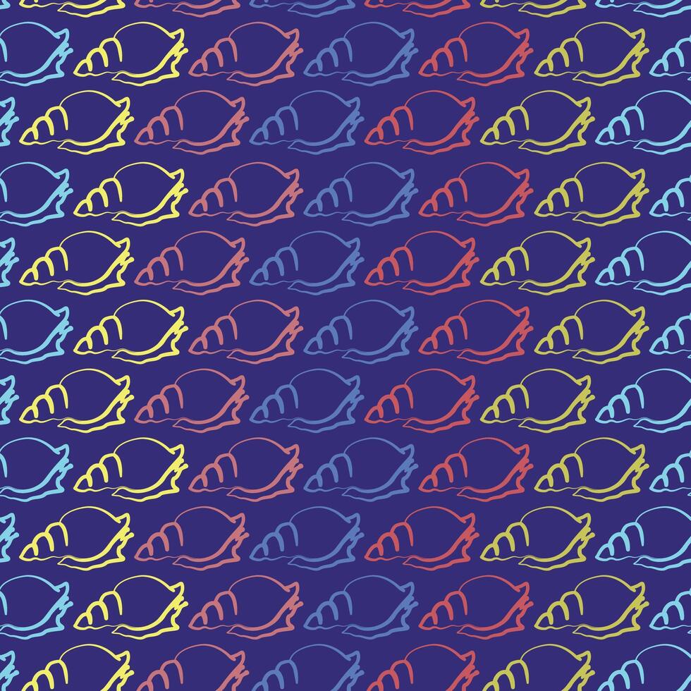 Hand drawn ocean cartoon snail sketch pattern. Seamless pattern background with underwater 2d characters vector