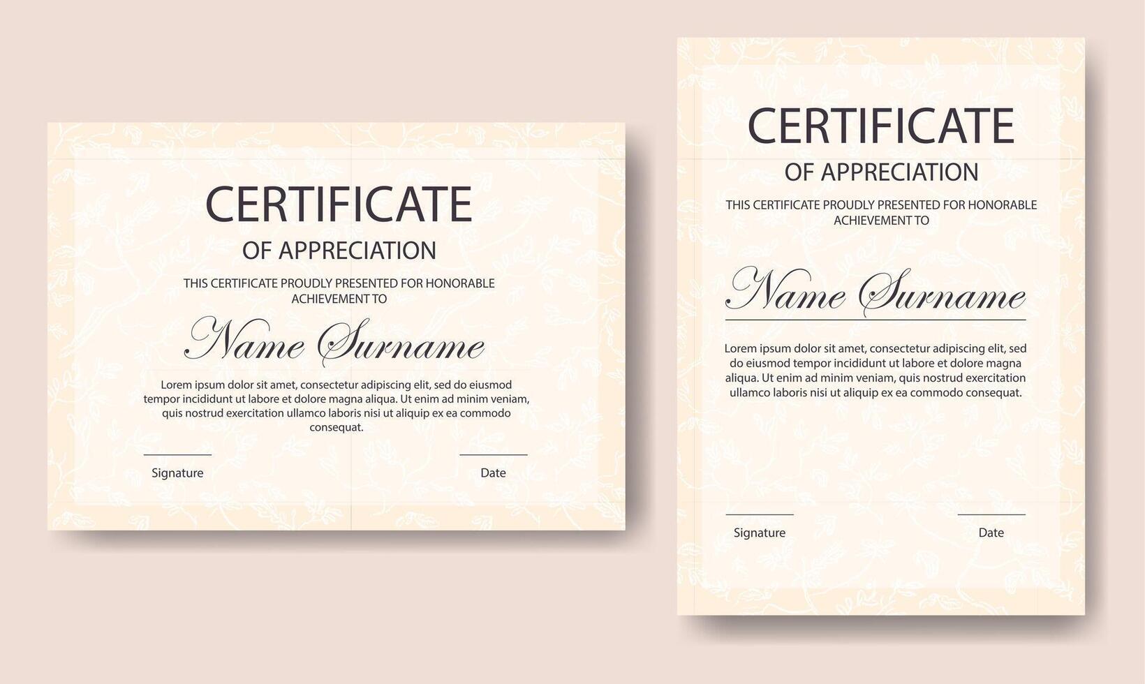 Certificate of appreciation template. Modern corporate diploma with flourish design vector