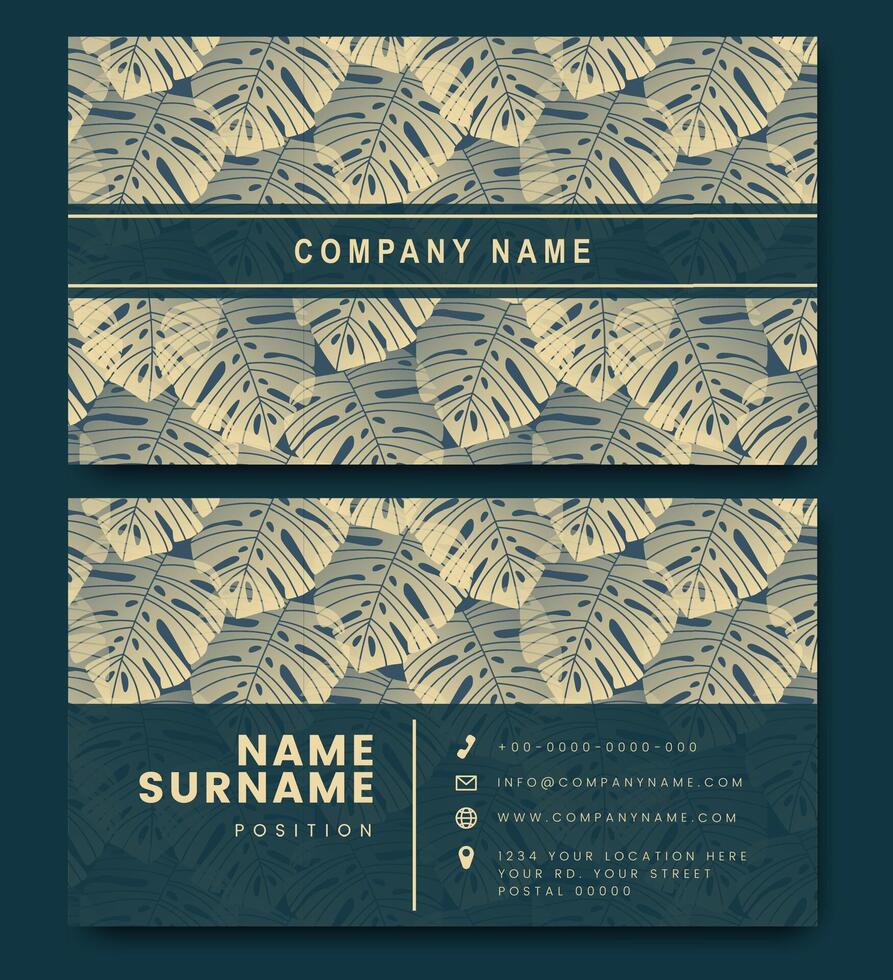 Business card flower store template in modern style. Double sided corporate card with flourish pattern vector