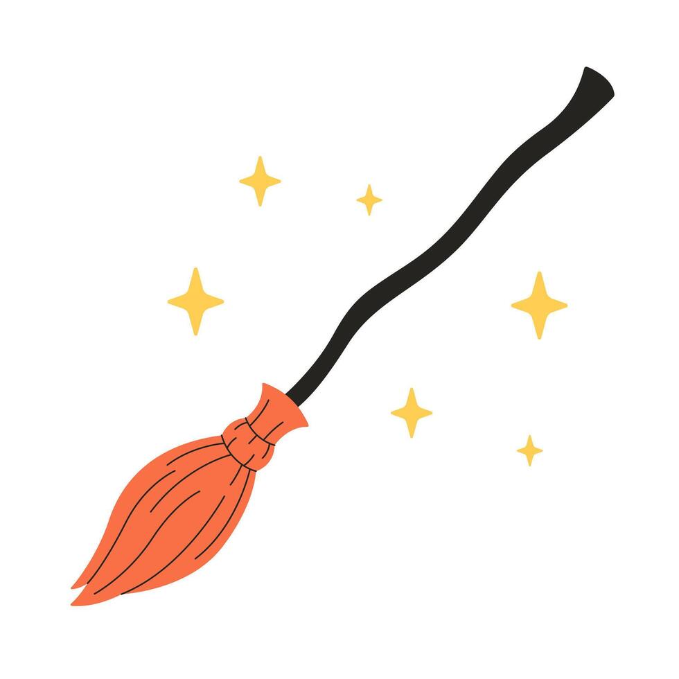 Broom. Magic, witchcraft. Happy Halloween vector