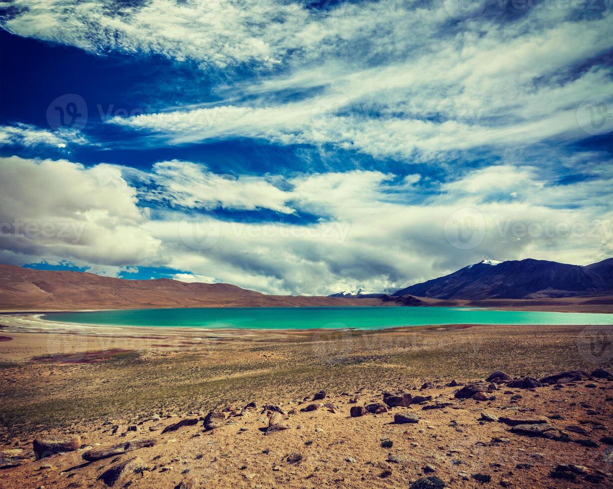 Himalayan lake Kyagar Tso, Ladakh, India photo