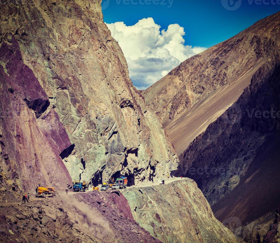 Road construction in Himalayas photo