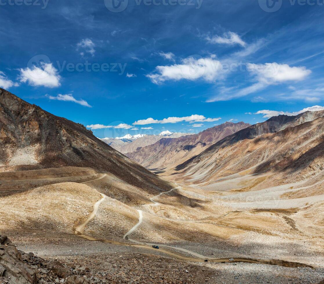 Himalayan landscape with road, Ladakh, India photo