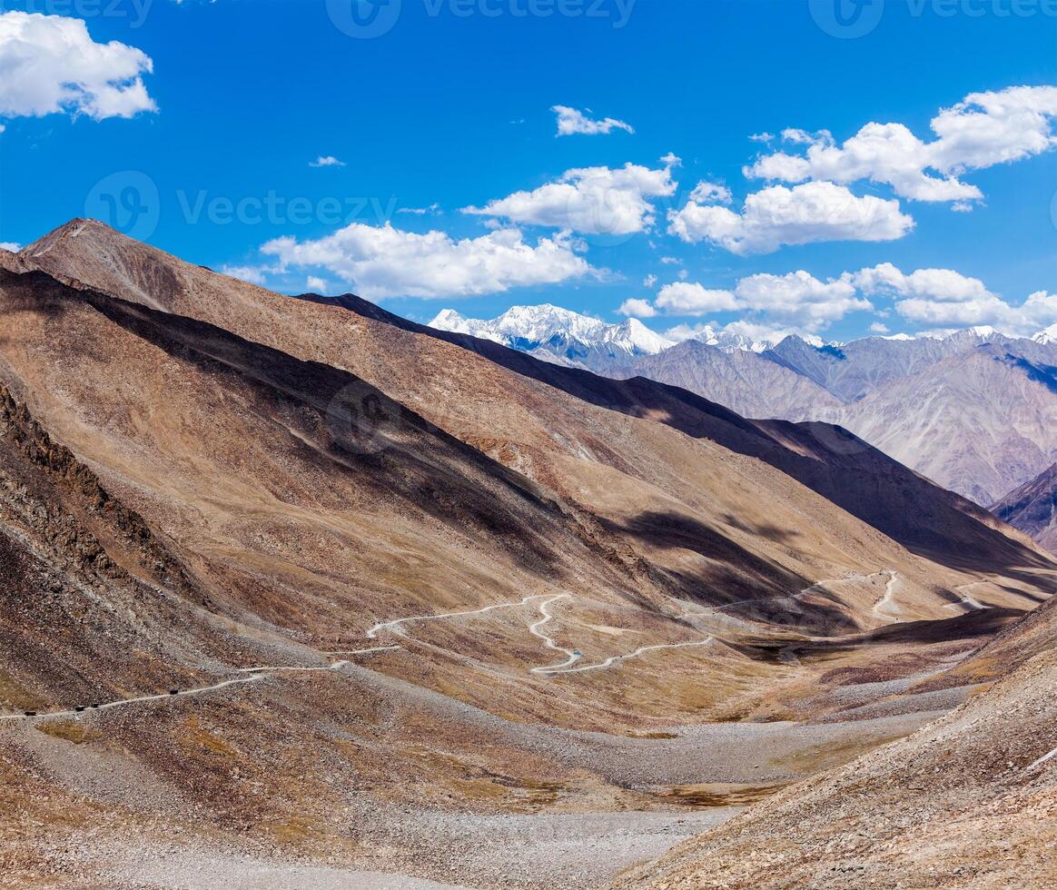 Himalayan landscape with road, Ladakh, India photo