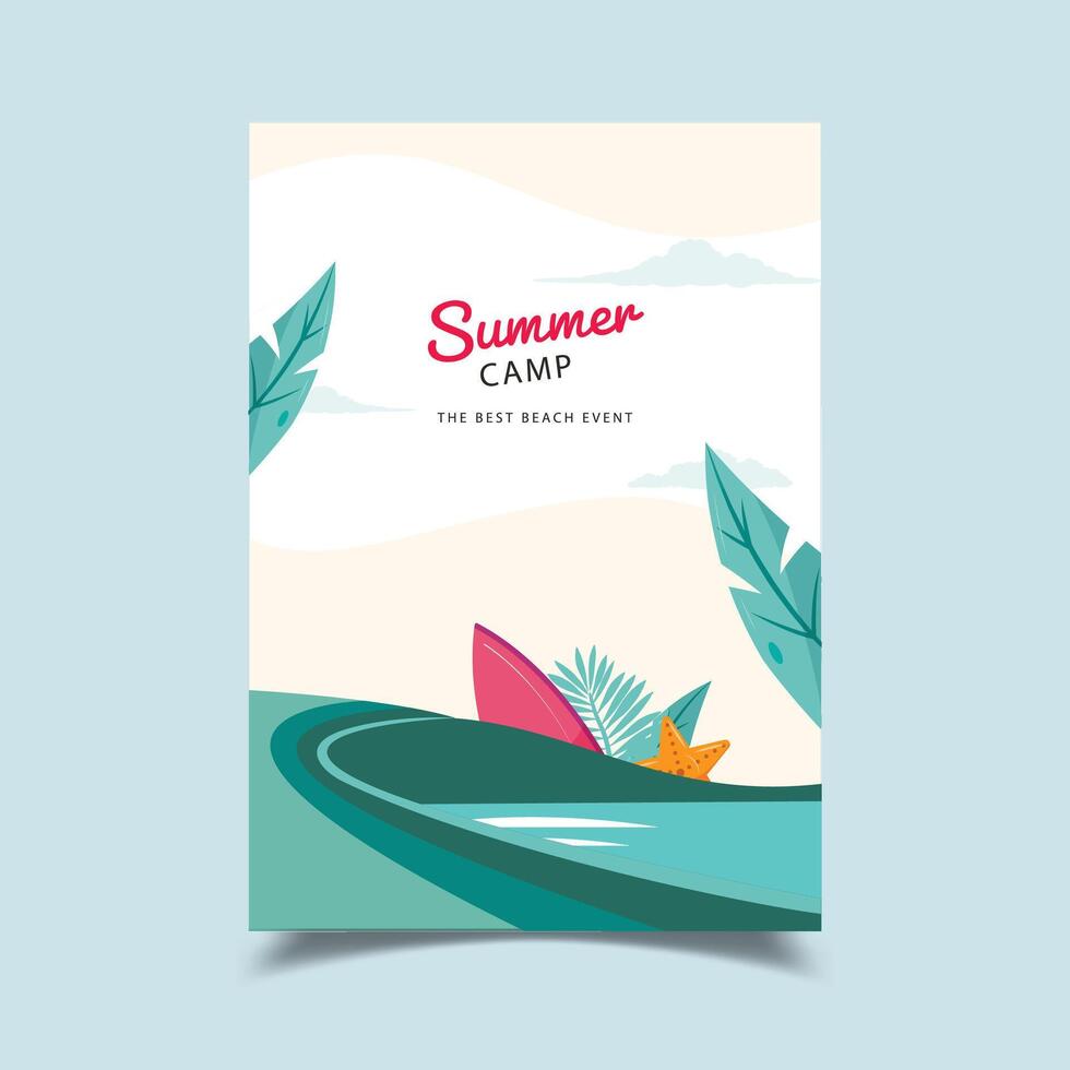 Summer Beach Camp Flyer Template vector