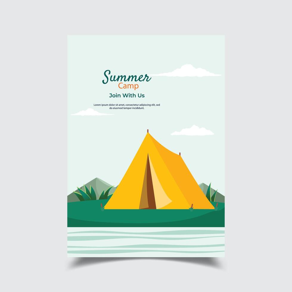 Summer Camp Adventure Flyer Template vector