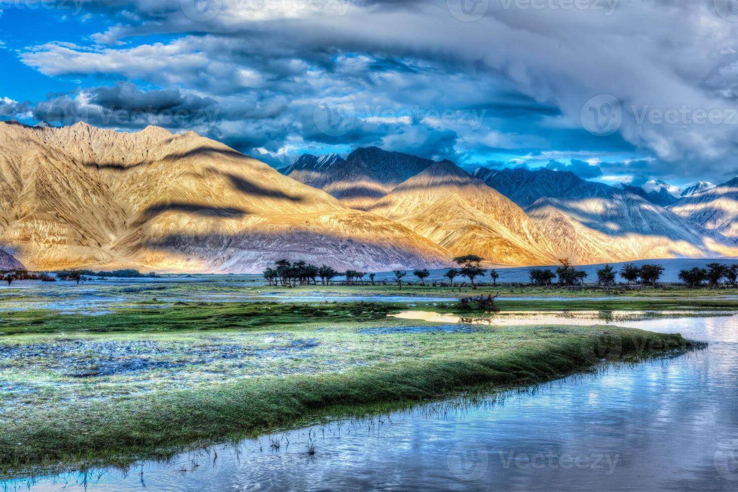 Nubra river in Nubra valley in Himalayas photo