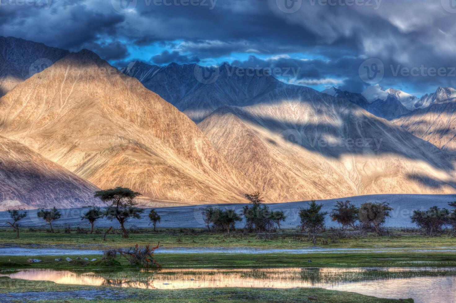 Nubra river in Nubra valley in Himalayas photo